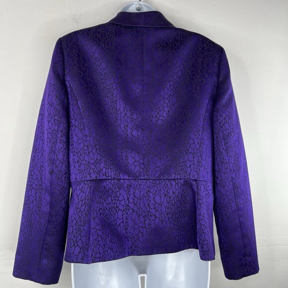 KASPER Polyester Skirt Suit Size 12 Purple Black Shawl Collar Feminine Lined 2PC - Picture 5 of 10